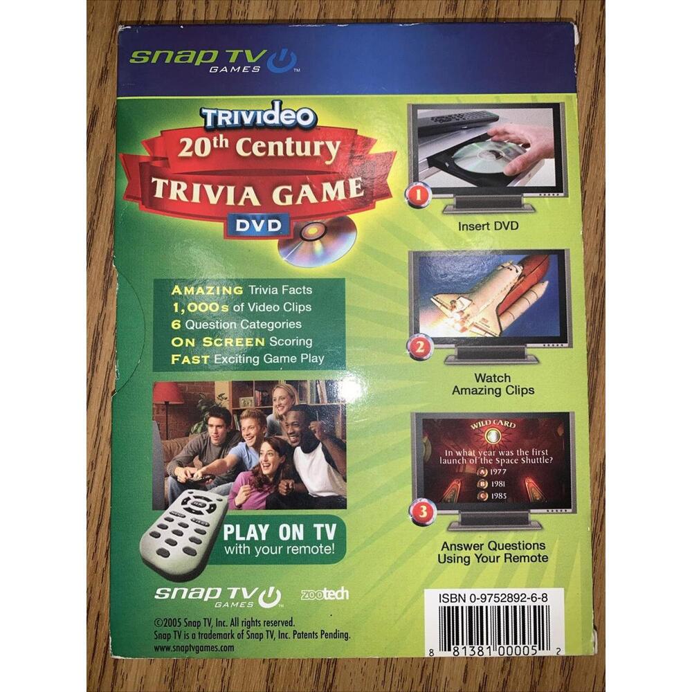 Trivideo 20th Century Trivia Game DVD, 2005 TV Games Interactive FREE SHIPPING! - Picture 2 of 4